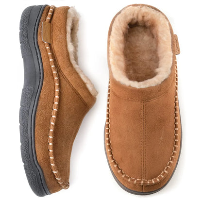 Men's Non-Slip Plush Slip-On Loafers: Warm & Wide Toe